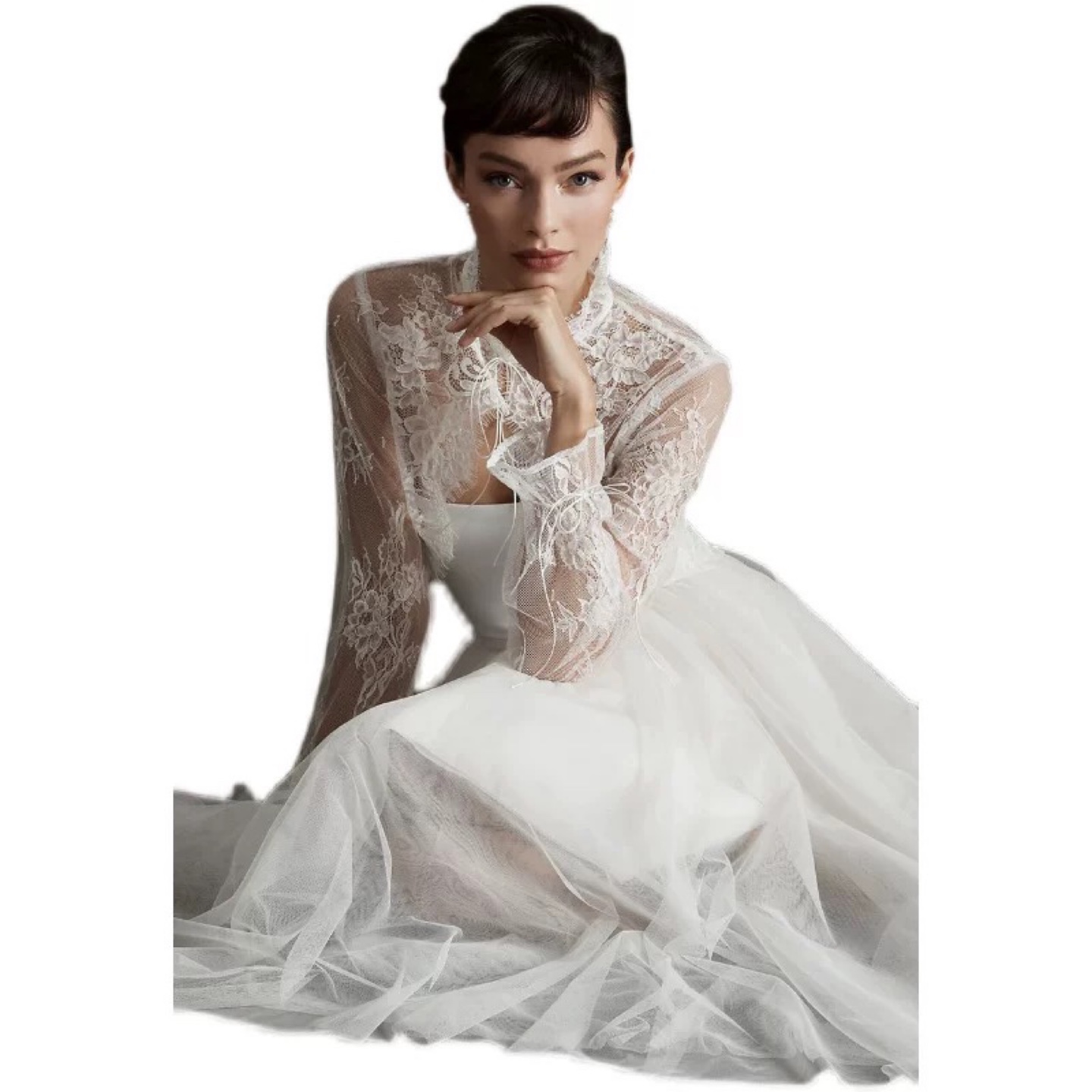 White Lace Long Sleeve Top - photo 2