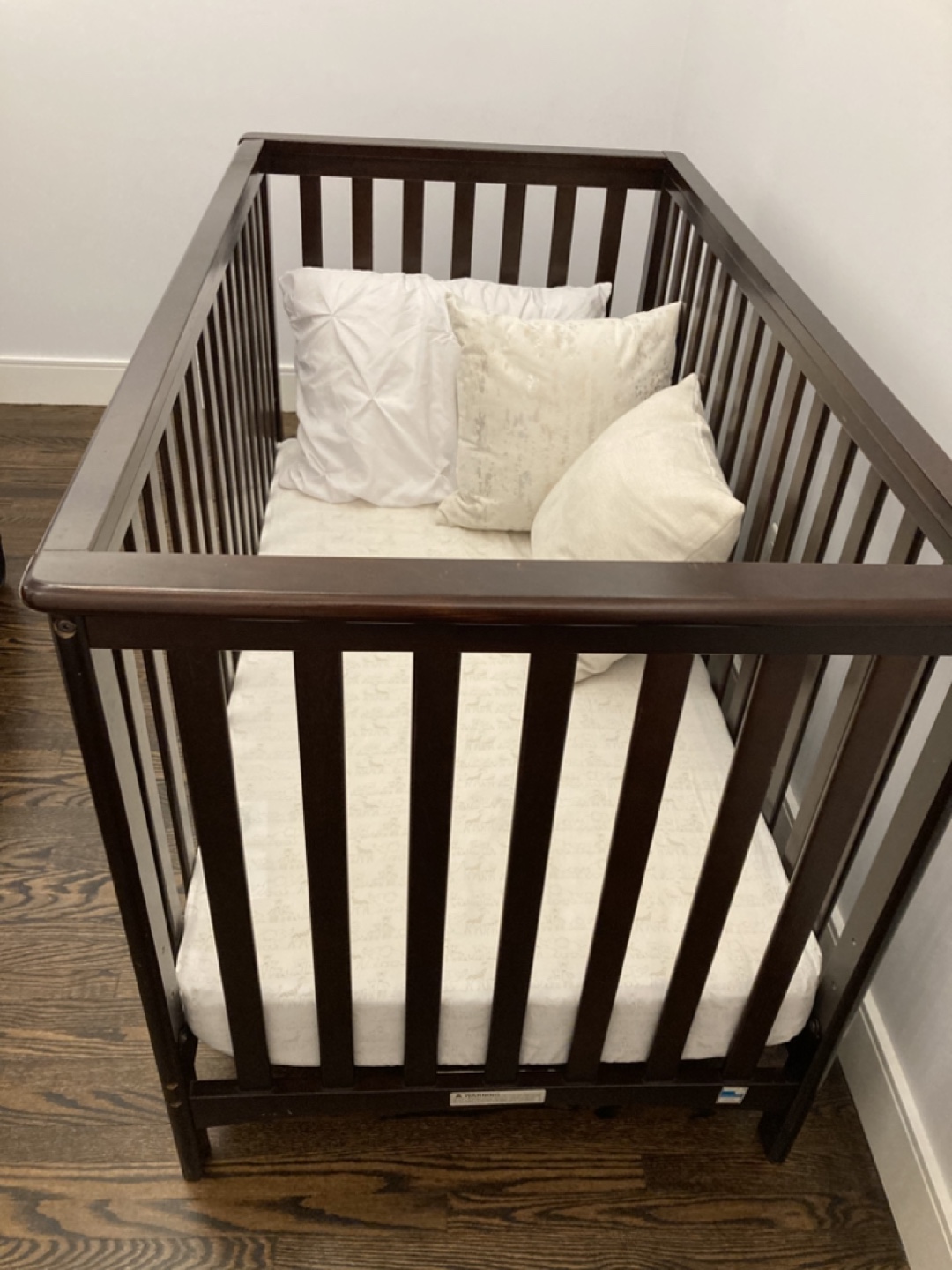 Dark Wood Baby Crib and mattress - photo 2