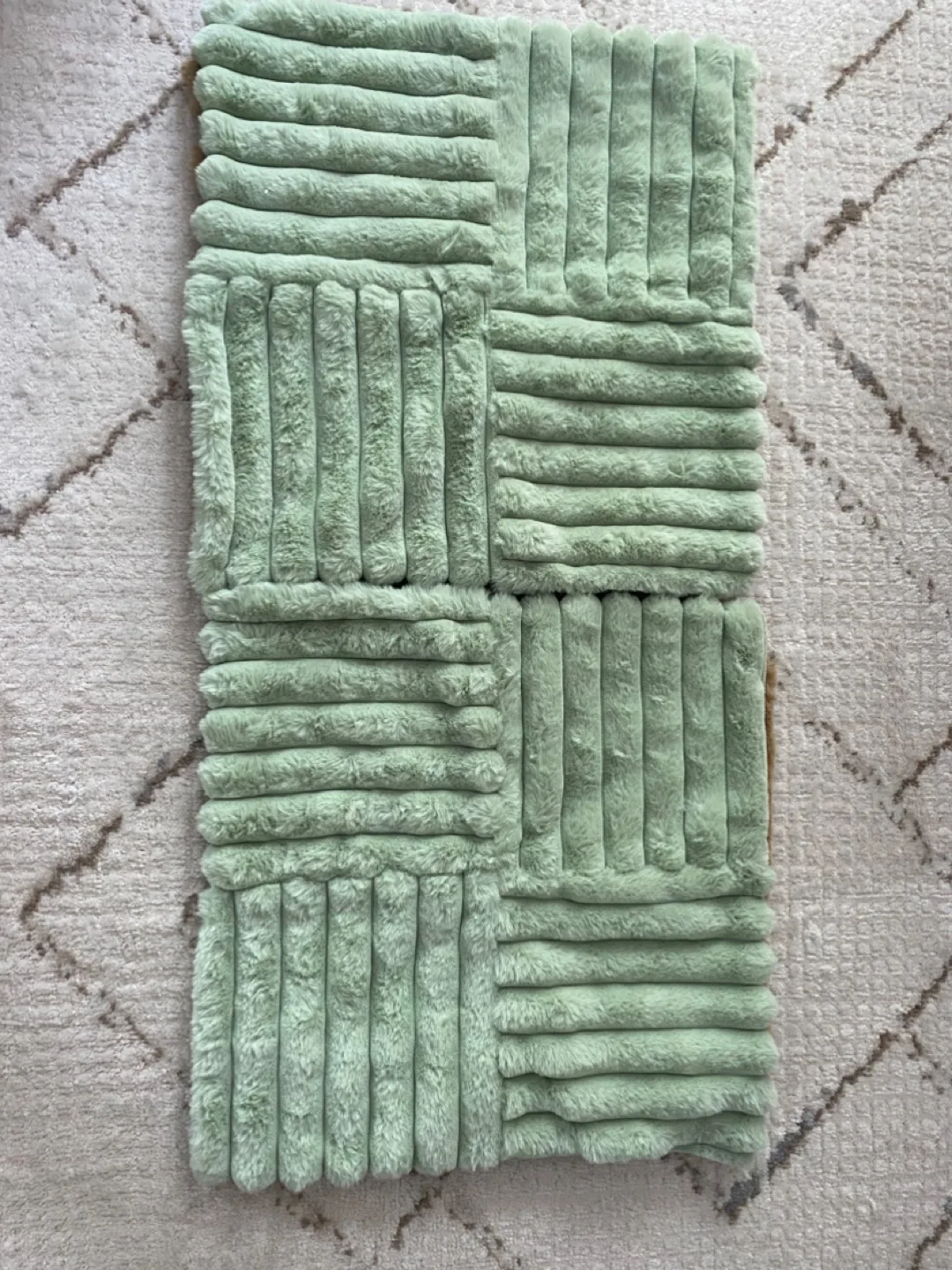 Green Shaggy Throw Pillow thumbnail