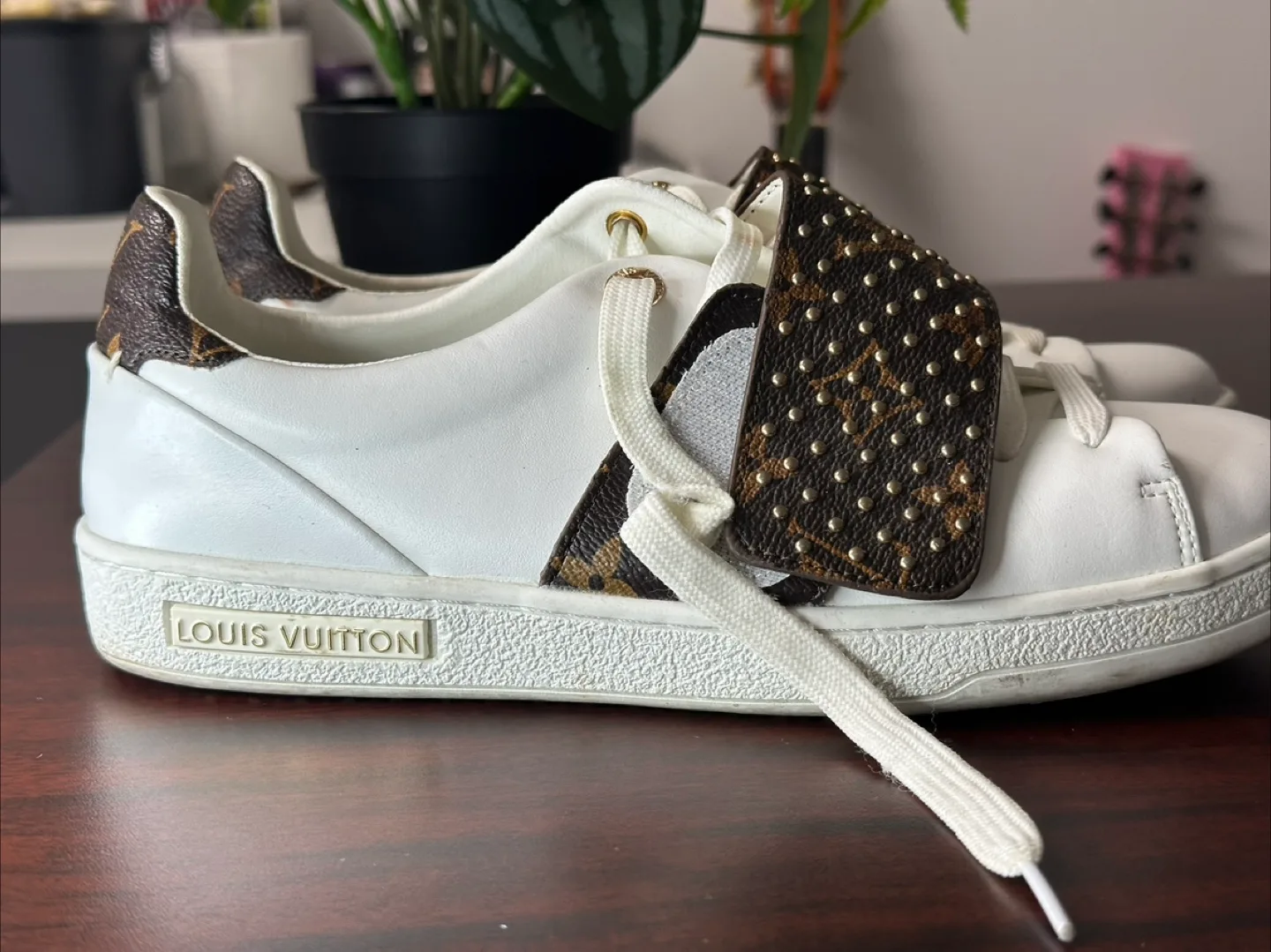 Louis Vuitton White Sneakers with Studded Strap image indicator(2)