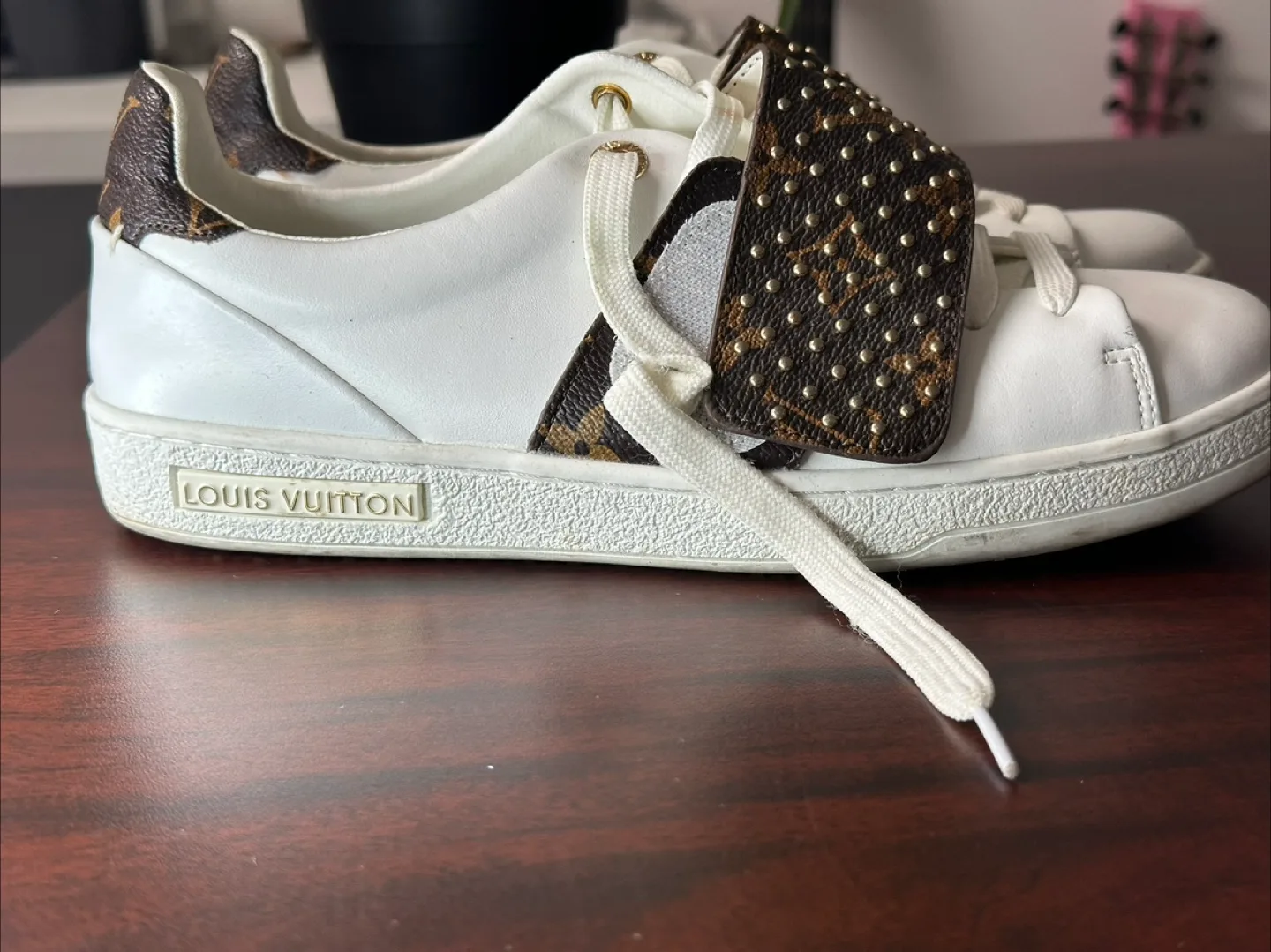 Louis Vuitton White Sneakers with Studded Strap image indicator(3)