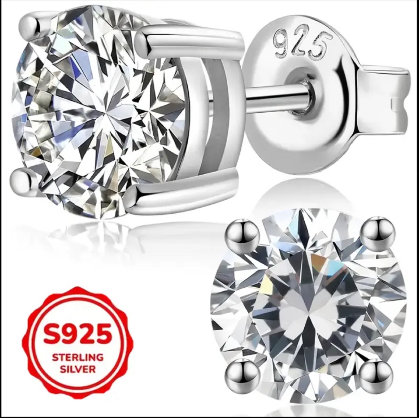 S925 Sterling Silver Stud Earrings - photo 3