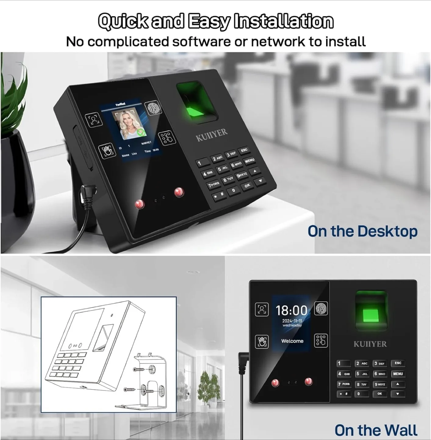 KUIYIER Time Attendance Machine image indicator(10)