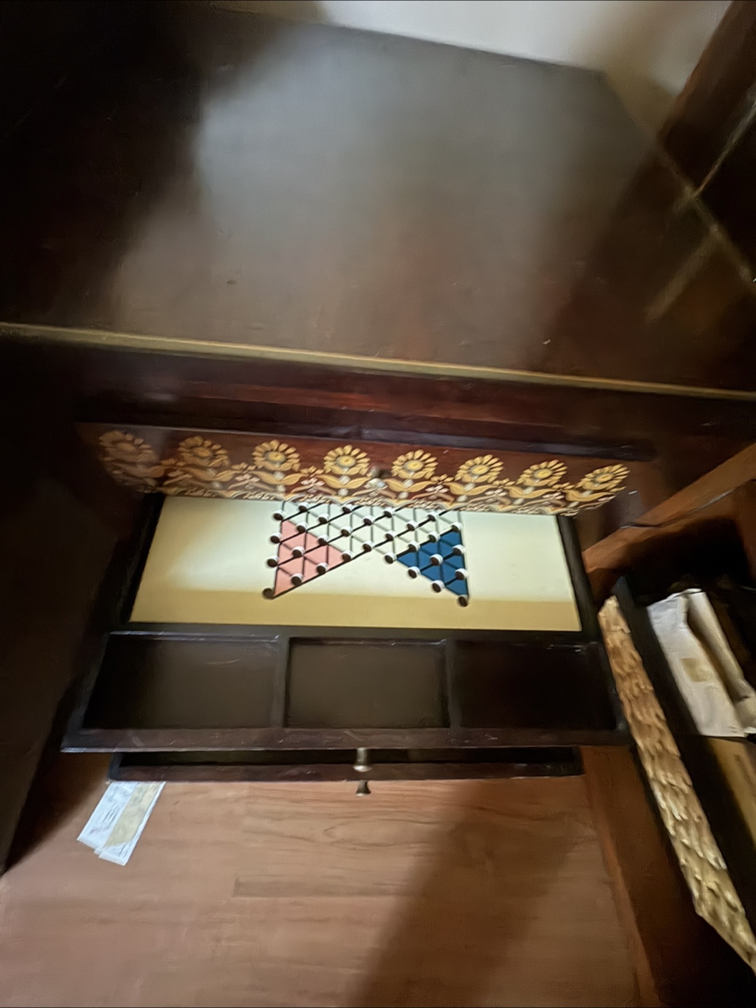 Antique Wood Games Table - photo 2