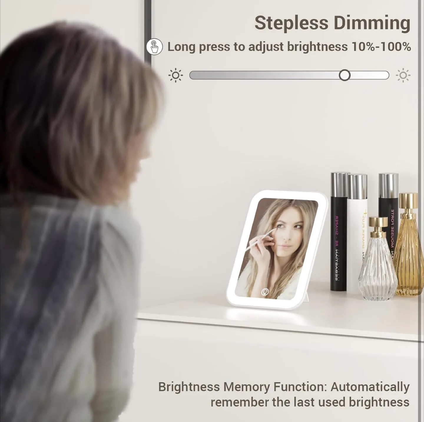 Portable Makeup Mirror with LED Lighting image indicator(5)