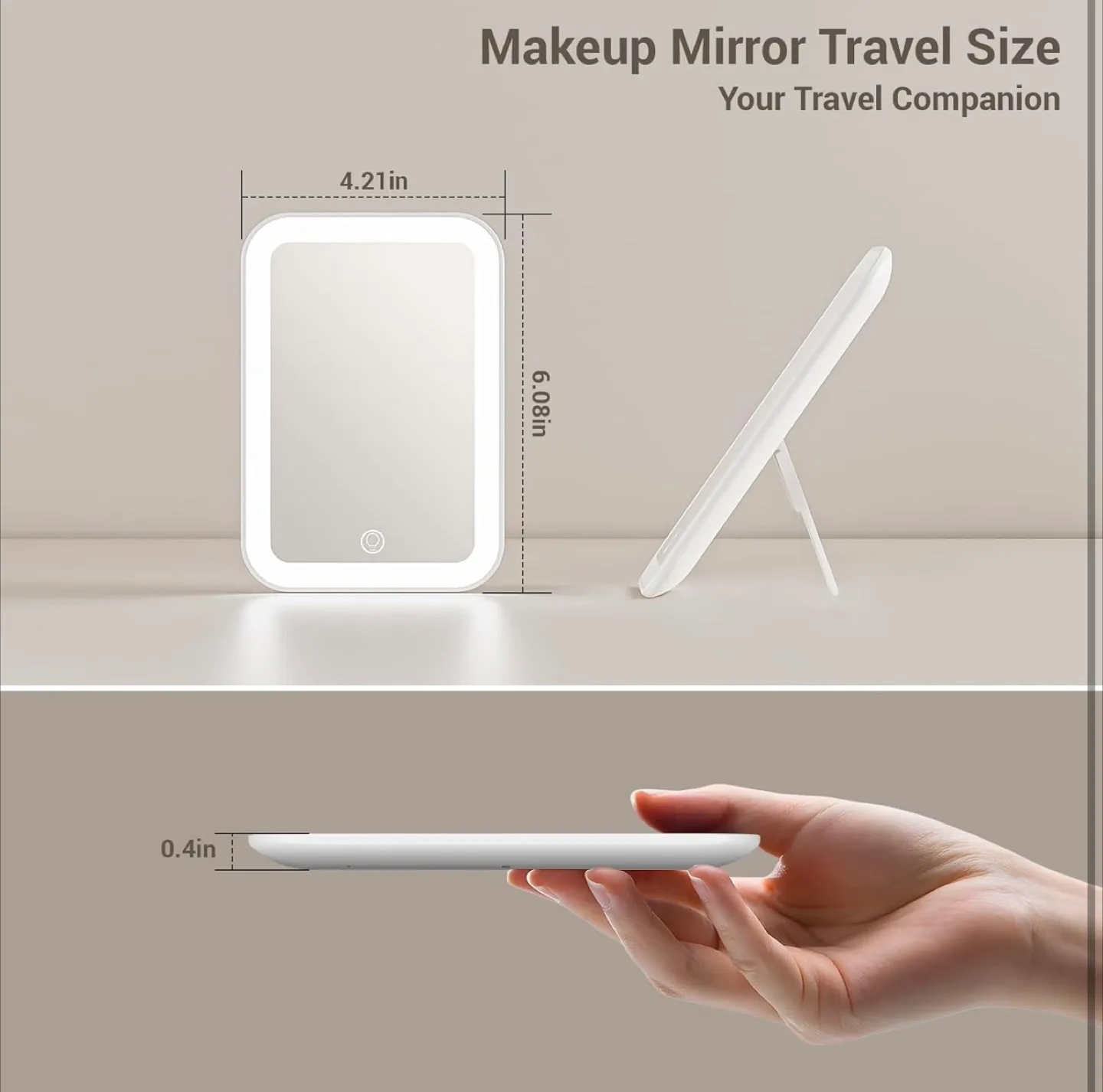 Portable Makeup Mirror with LED Lighting image indicator(3)