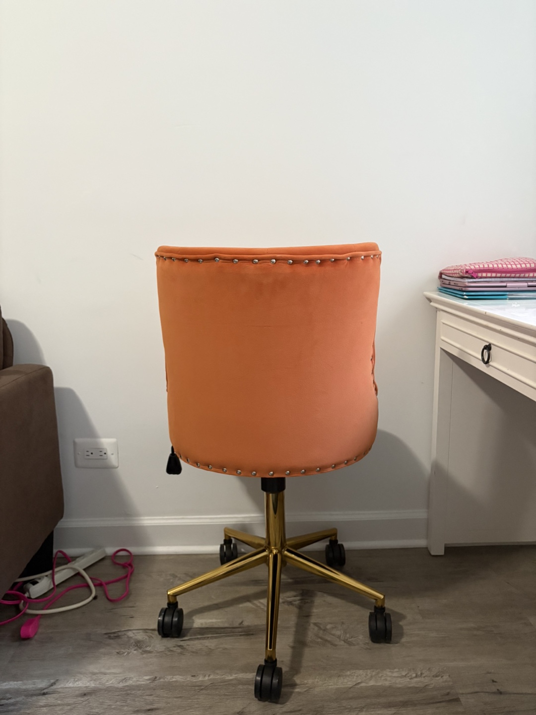 Orange Velvet Office Chair - photo 2