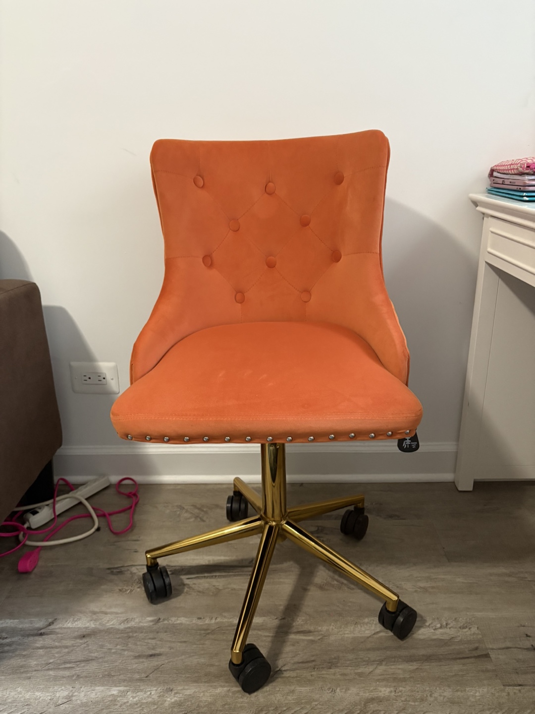 Orange Velvet Office Chair