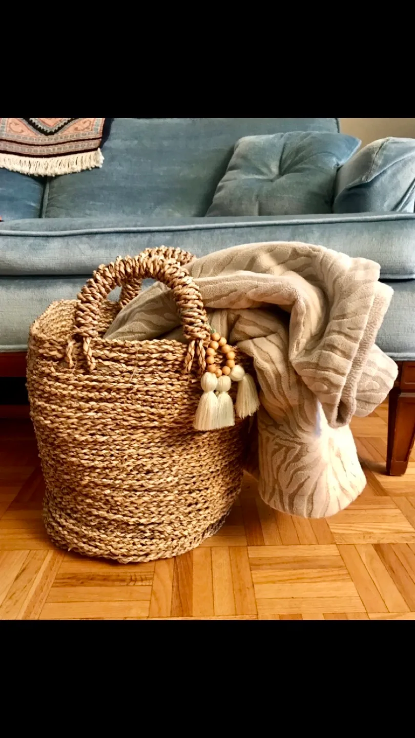 Beautiful Seagrass Basket- for cosy blanket, plant, pillows image indicator(4)