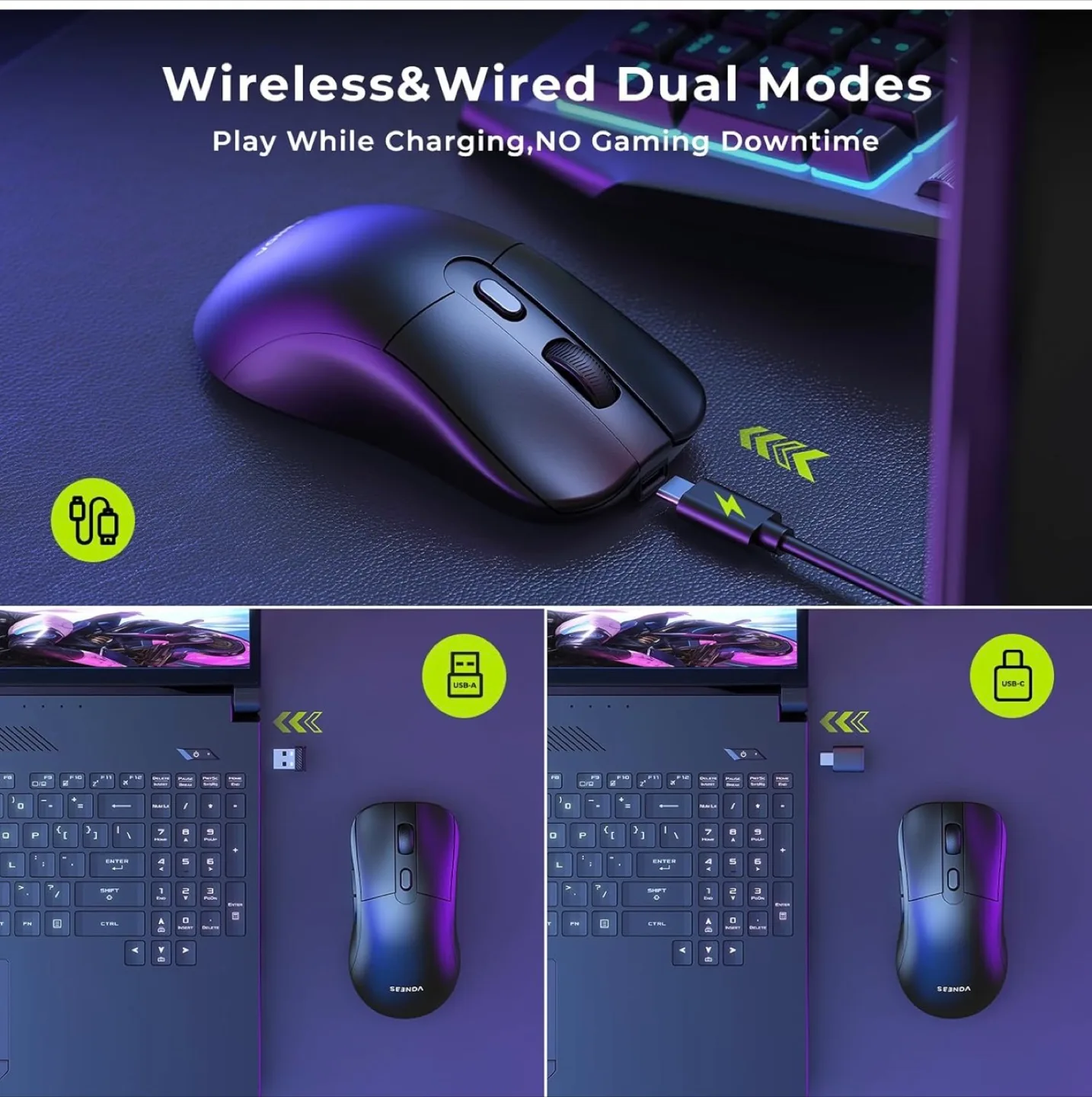 SEENDA MG D7 Wireless/Wired Mouse image indicator(3)