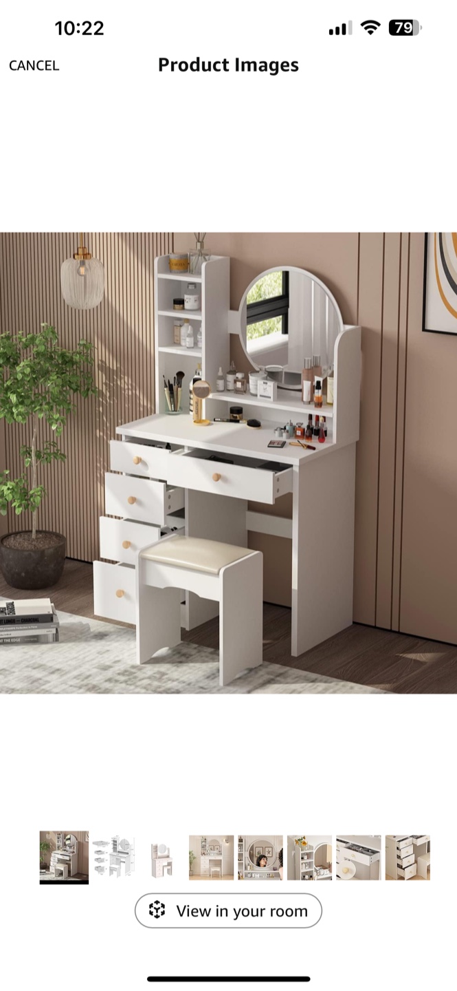 White Vanity Drawers and Mirror(NO CHAIR)