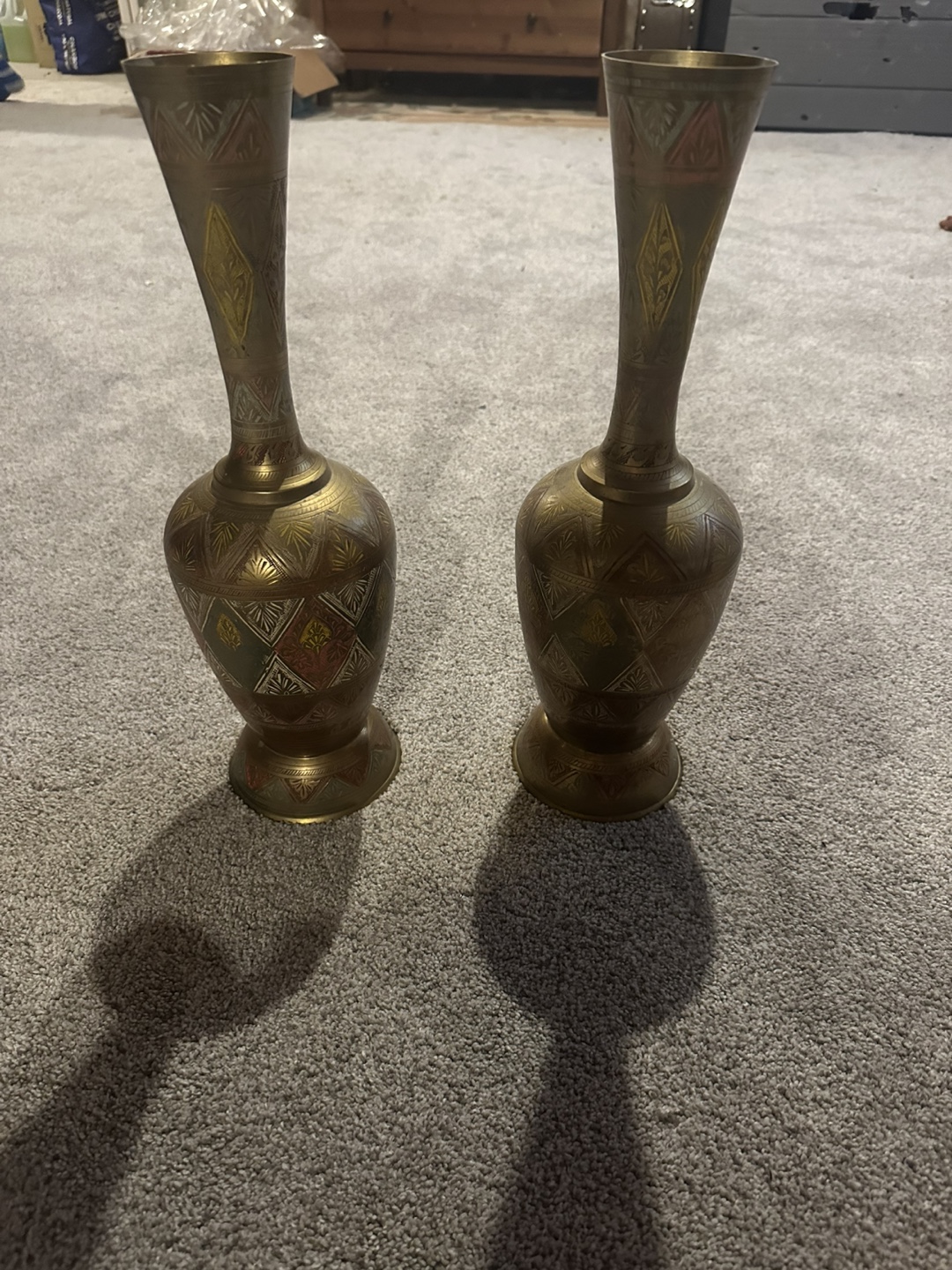 Pair of ornate brass vases - photo 2