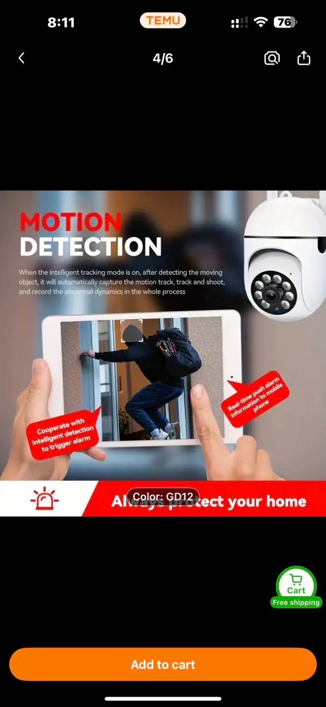 Security Camera With Night Vision - 1080P thumbnail