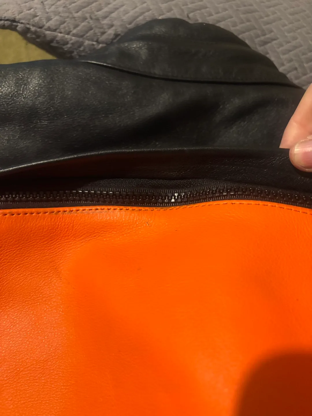 BILT Orange and Black Leather Motorcycle Jacket image indicator(4)