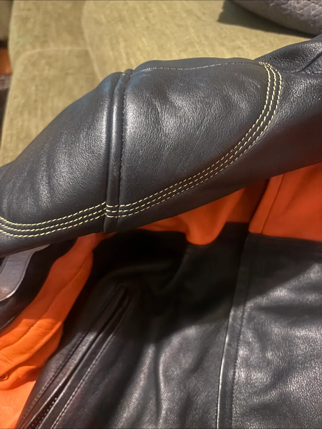 BILT Orange and Black Leather Motorcycle Jacket image indicator(6)