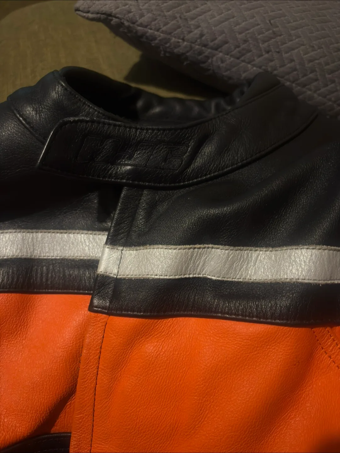 BILT Orange and Black Leather Motorcycle Jacket image indicator(7)