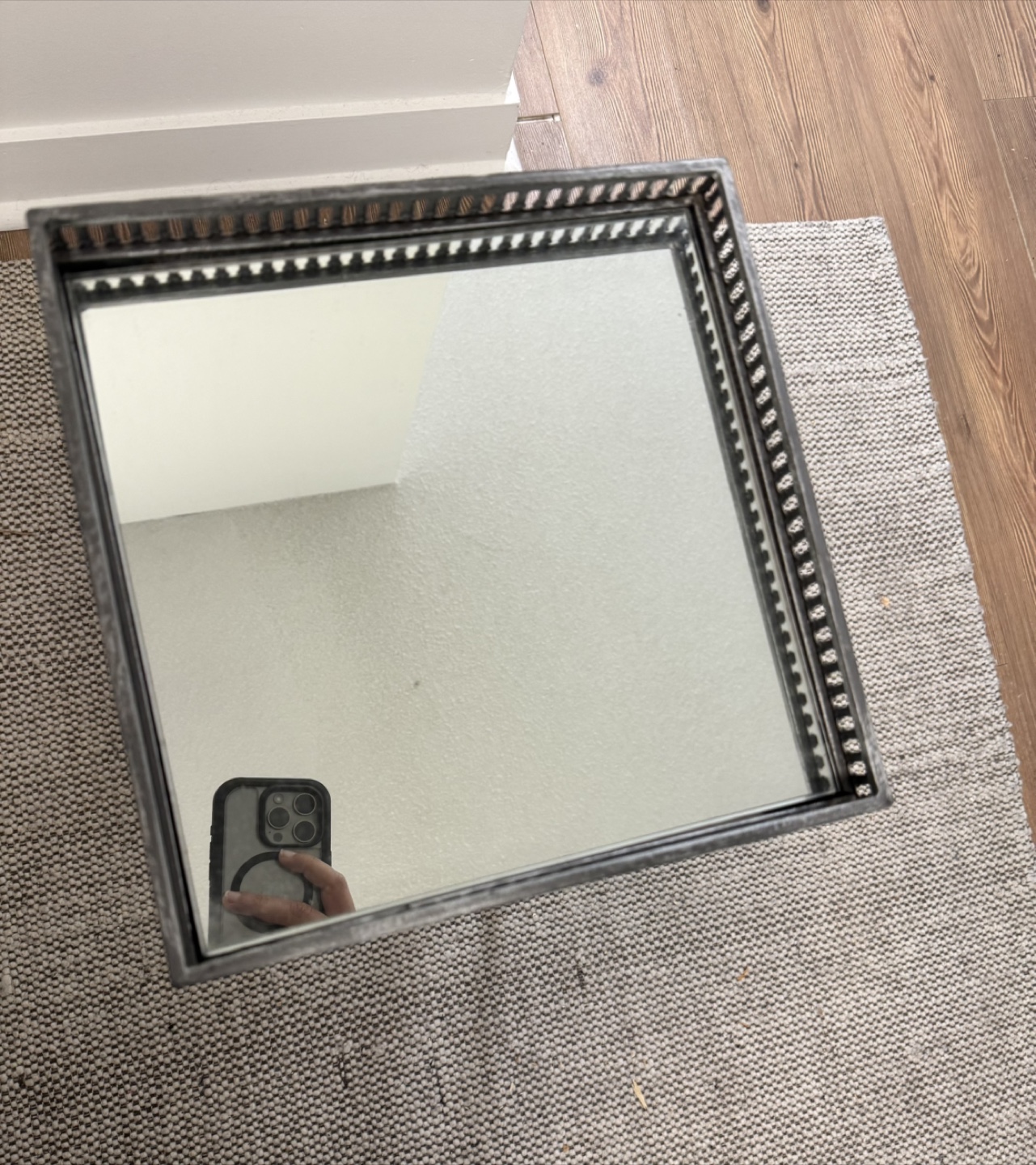Square Mirrored Table with Metal Frame - photo 2