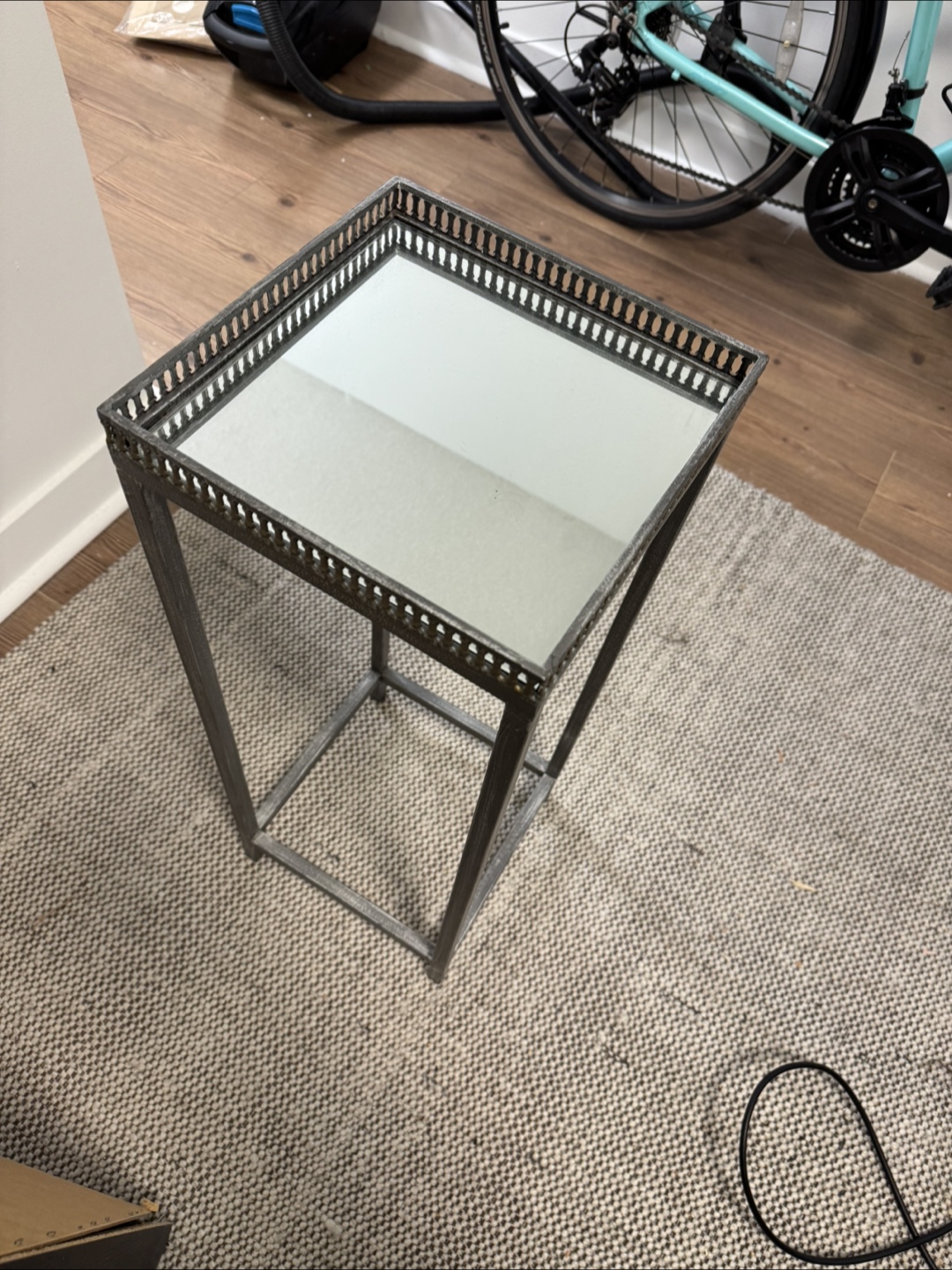 Square Mirrored Table with Metal Frame