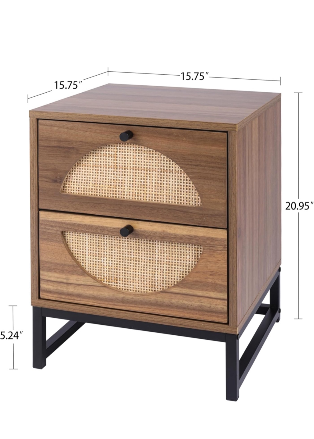 Wooden Nightstand with Wicker Design - photo 2