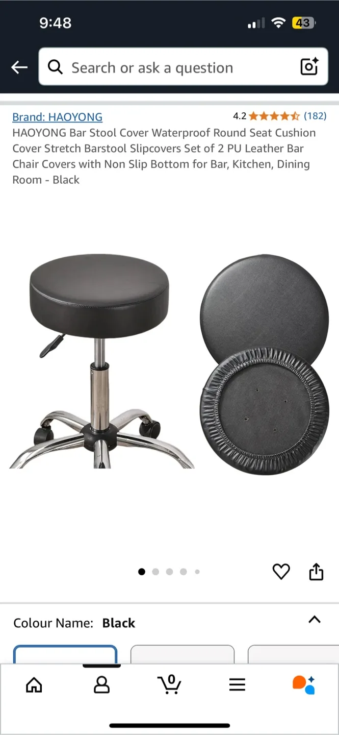Black Round Stool Covers - 5 brand new thumbnail