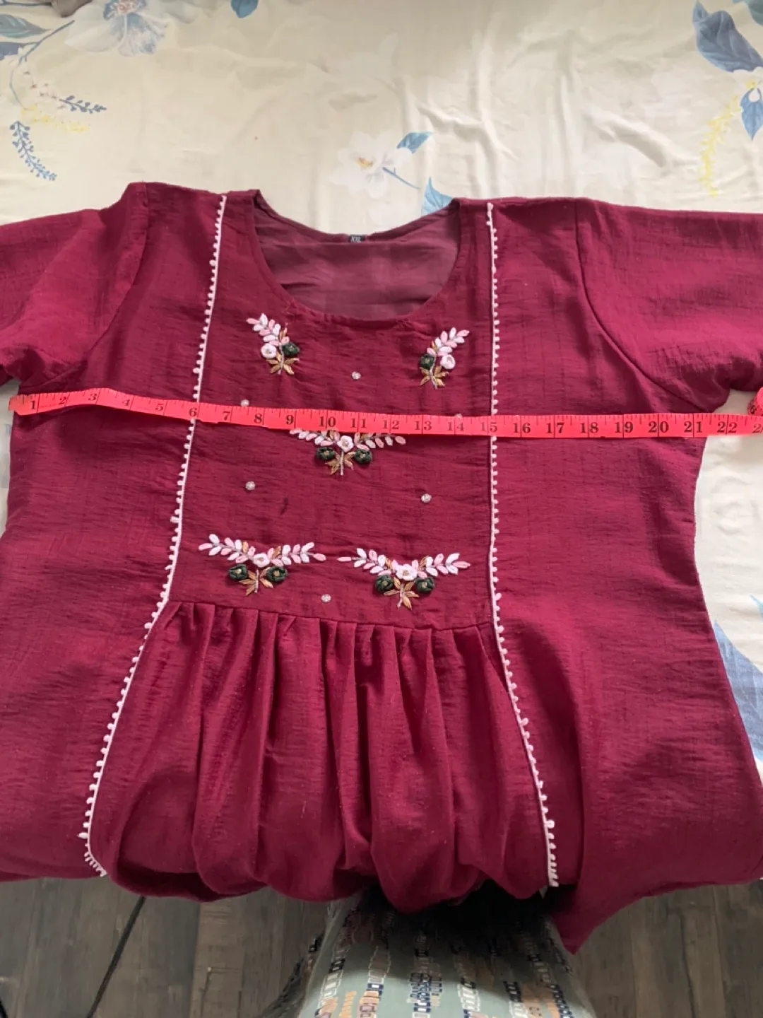 Burgundy Embroidered Dress image indicator(5)