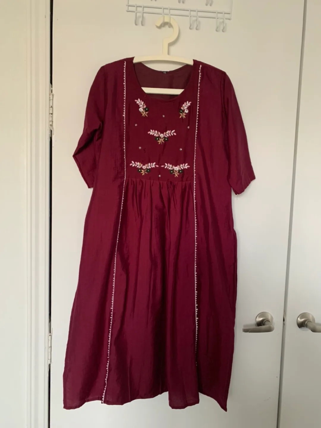 Burgundy Embroidered Dress image indicator(2)