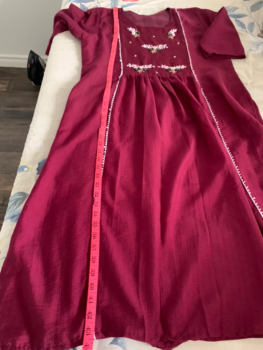 Burgundy Embroidered Dress image indicator(7)