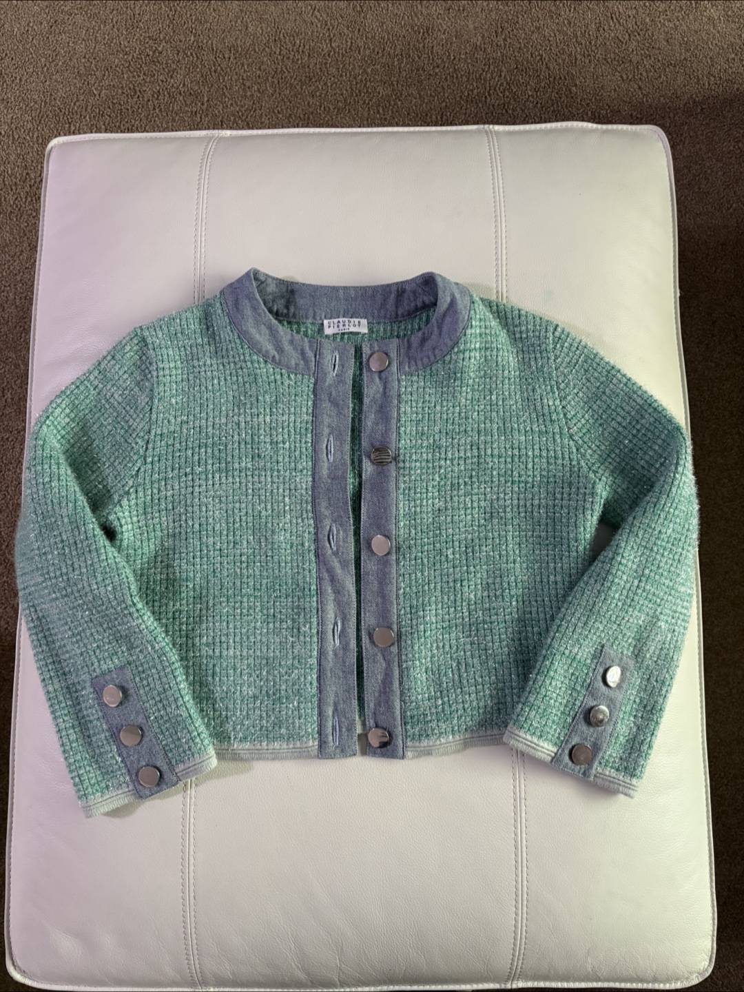 Claudie Pierlot Crop Green Musical Garden Cardigan