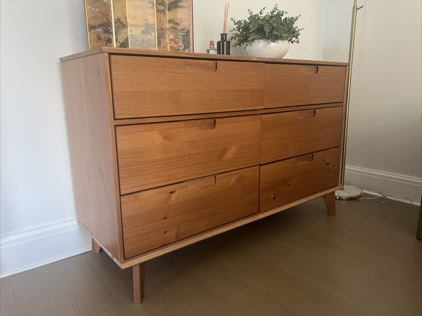 Wooden Dresser with Six Drawers