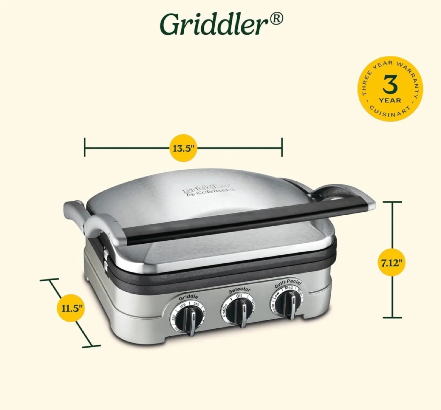 Cuisinart 5-in-1 Electric Indoor Grill & Griddler - Silver image indicator(7)