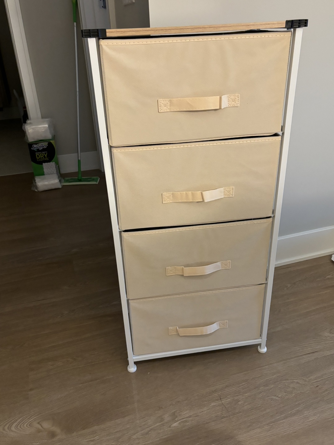 Beige Fabric Drawer Unit