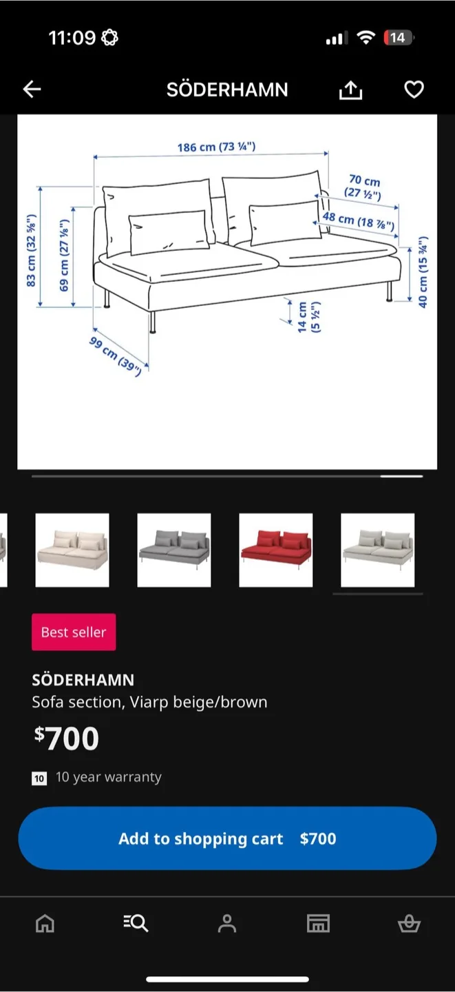 IKEA SÖDERHAMN Beige Sofa image indicator(3)