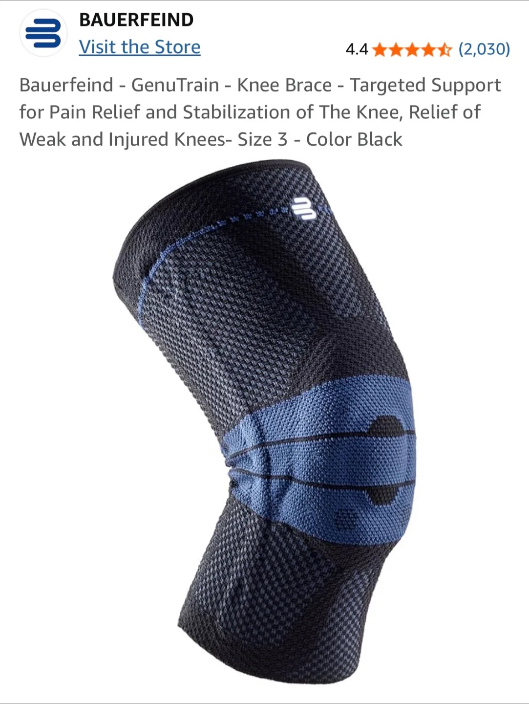 Bauerfeind GenuTrain Knee Brace. Size 3. Black. New in Box. image indicator(5)