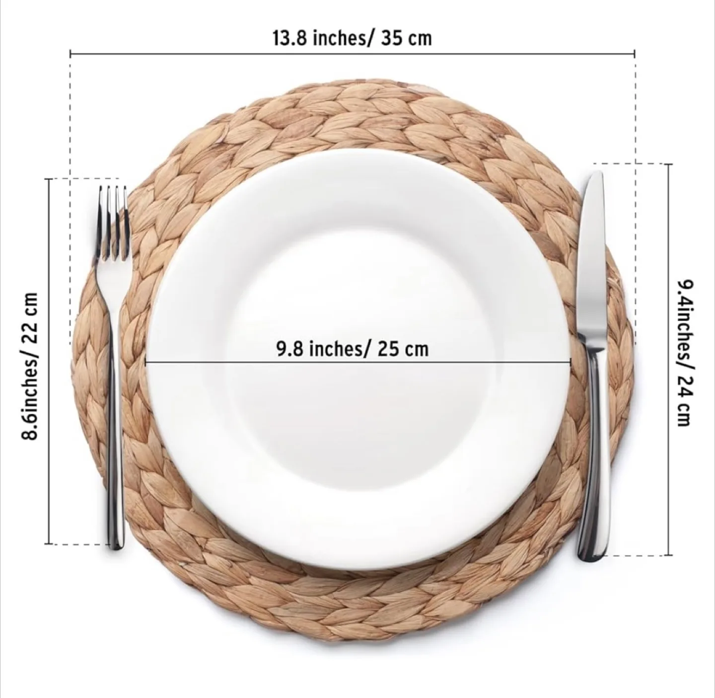 6 Pack, Rattan Round Placemats, Natural Hand-Woven. New! image indicator(5)