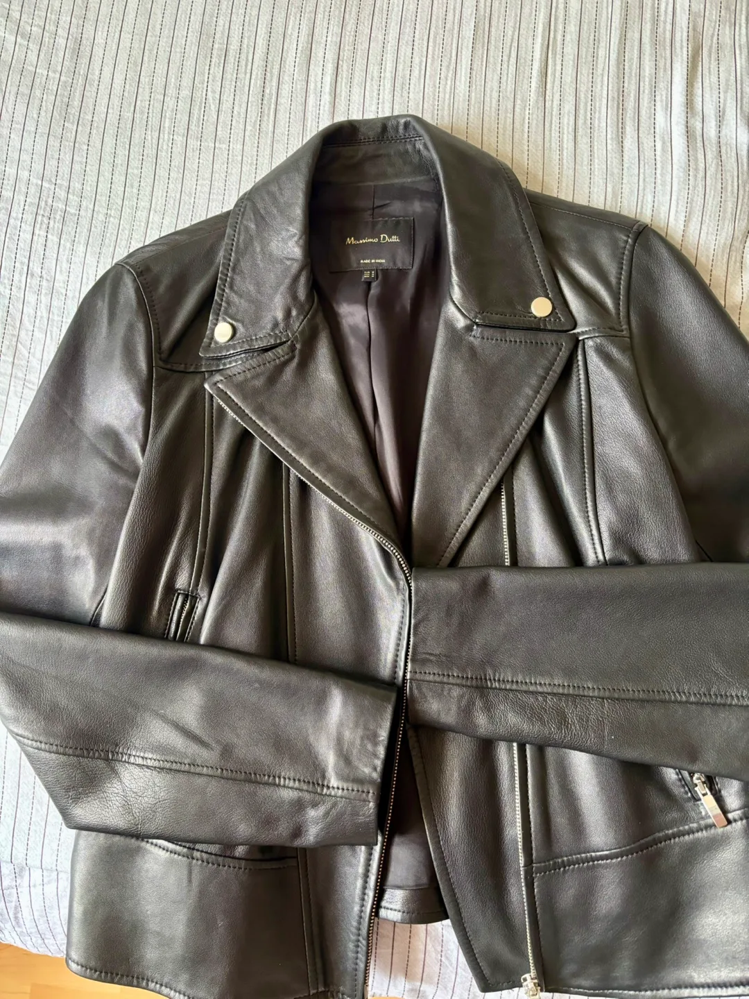 Mint Massimo Dutti Leather Jacket - Size M thumbnail