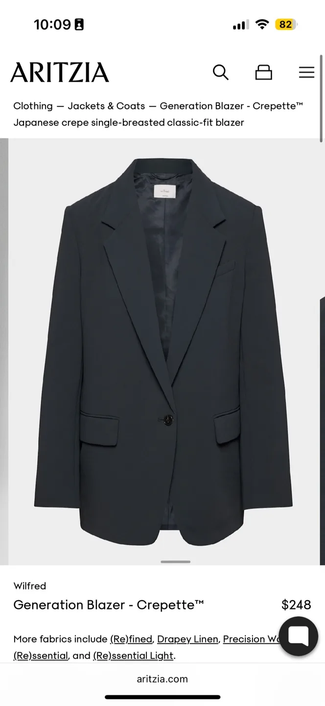 Aritzia Generation Blazer Crepette Size 0 NWT image indicator(5)