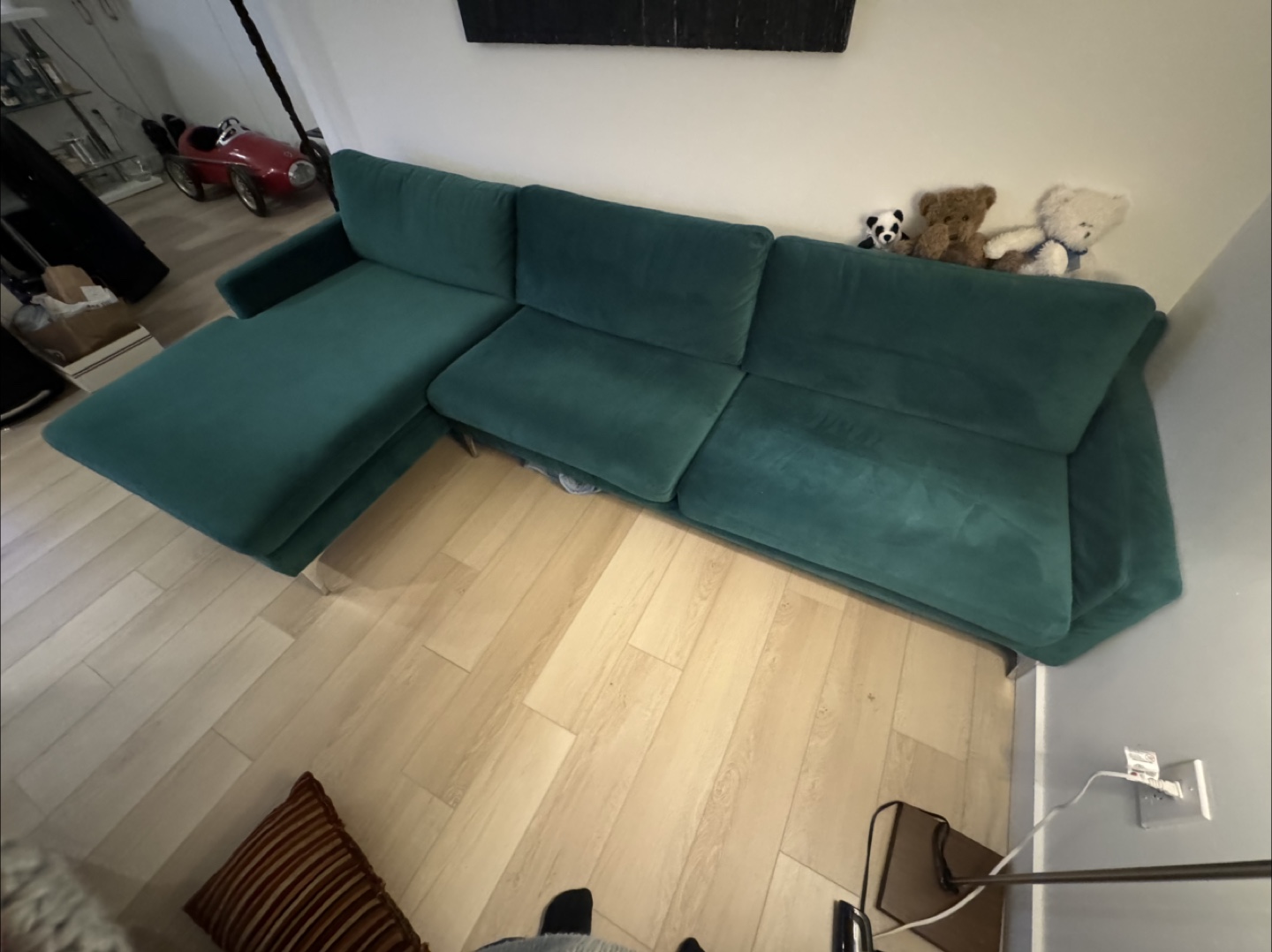 Green Velvet Sectional Sofa - photo 4