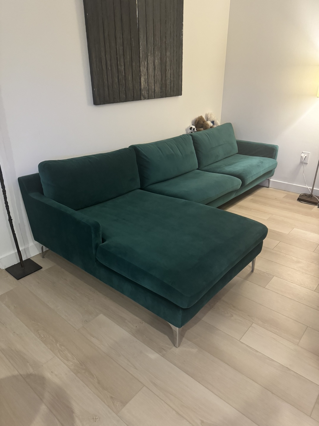 Green Velvet Sectional Sofa - photo 2