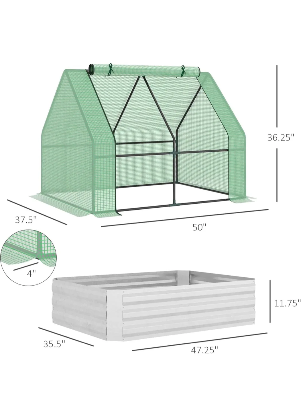Outsunny Outdoor Raised Garden Bed with Greenhouse Cover thumbnail