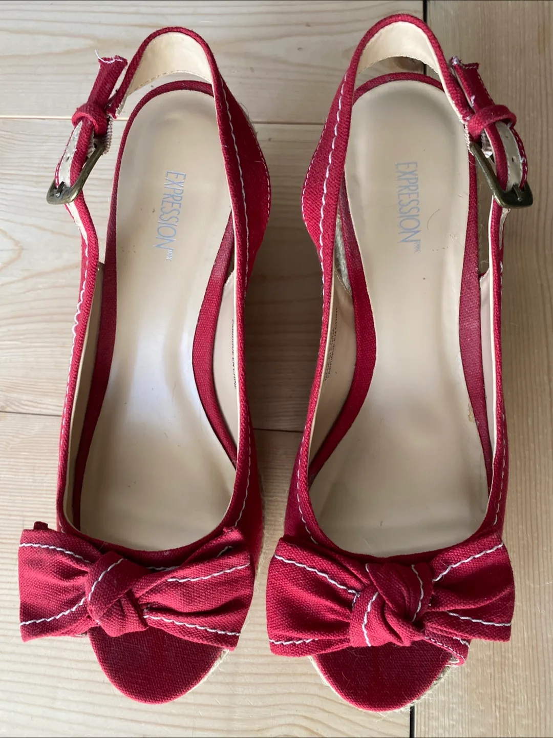 Red Wedged Espadrille Sandals thumbnail