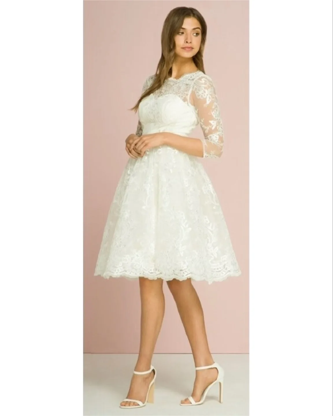 Chi Chi London Bridal Charlize Embroidered Midi Dress size 8 thumbnail