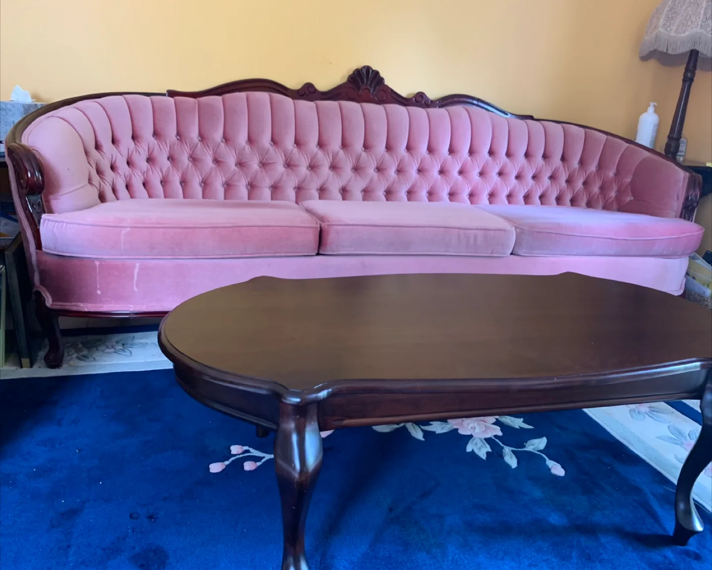 Vintage Pink Velvet Sofa & Chair Set image indicator(2)