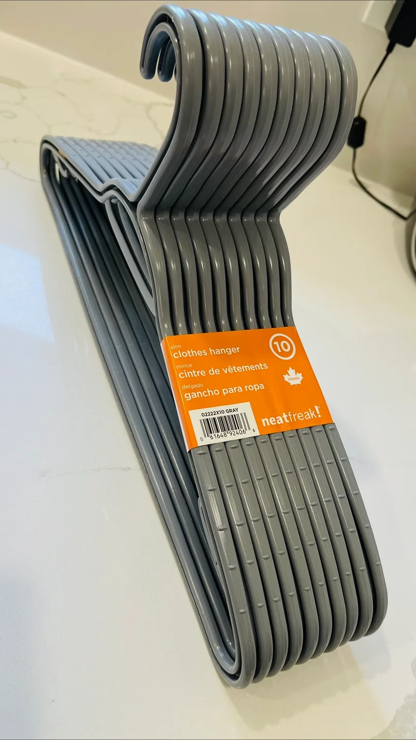 Set of 10 Gray Slim Clothes Hangers thumbnail