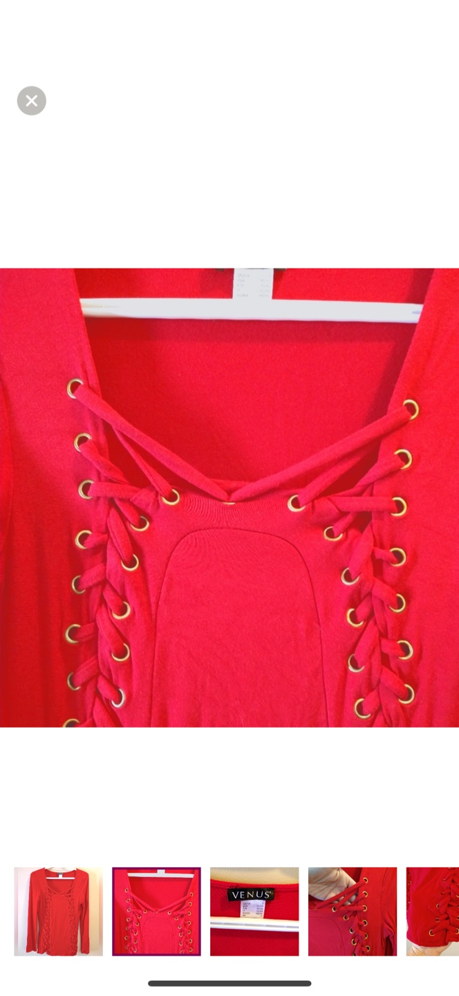 Venus Bold Red Laced Top / Small / PU Fort Garry