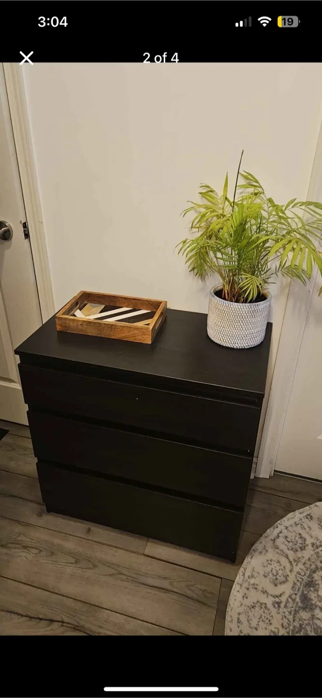 Black 3-drawer dresser thumbnail