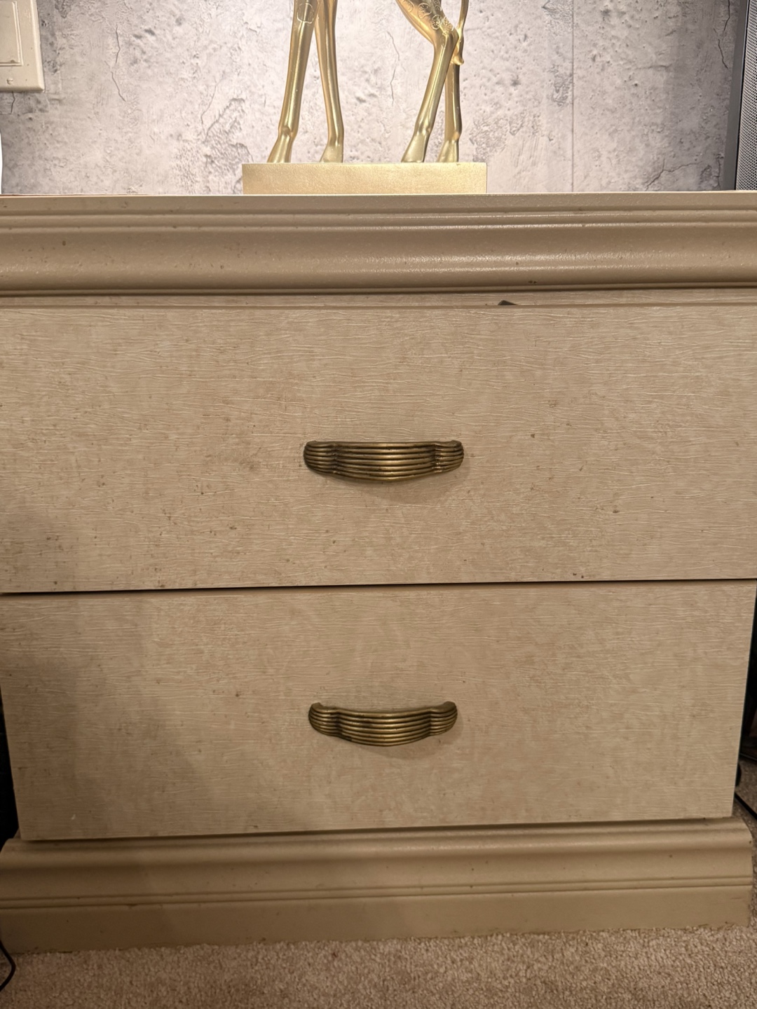 Beige Two-Drawer Nightstand