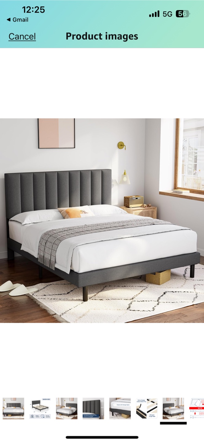 Queen size upholstered bed frame