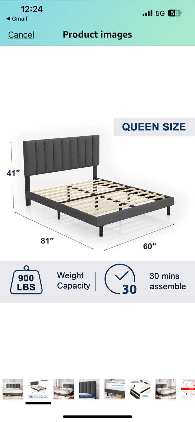 Queen size upholstered bed frame - photo 3