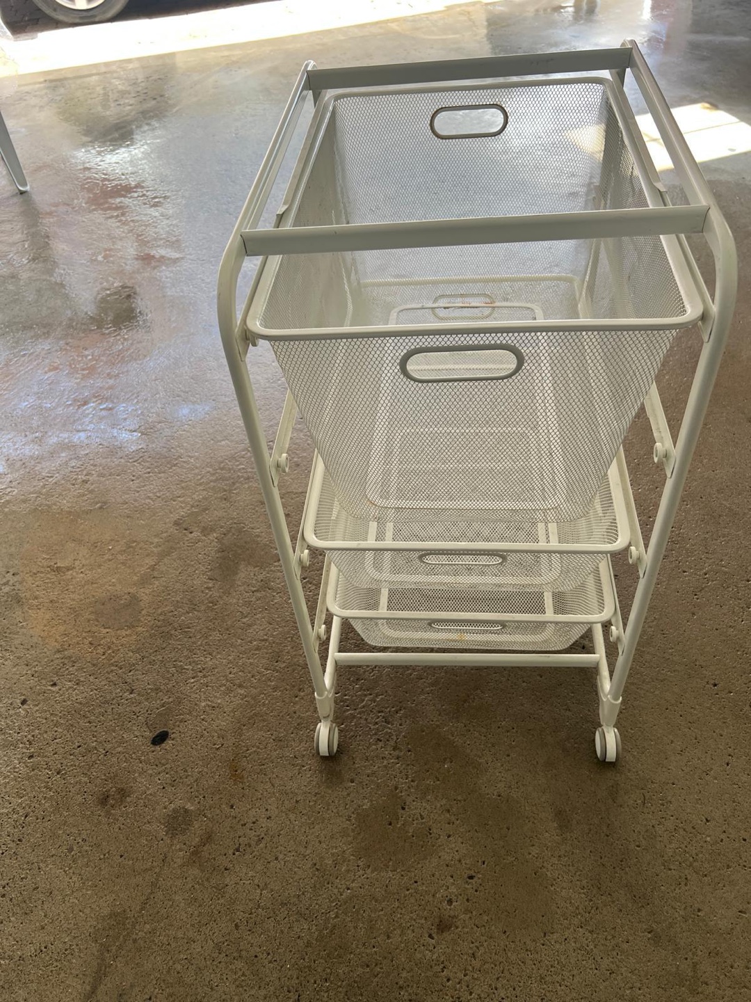 White Rolling Cart with Baskets - photo 2