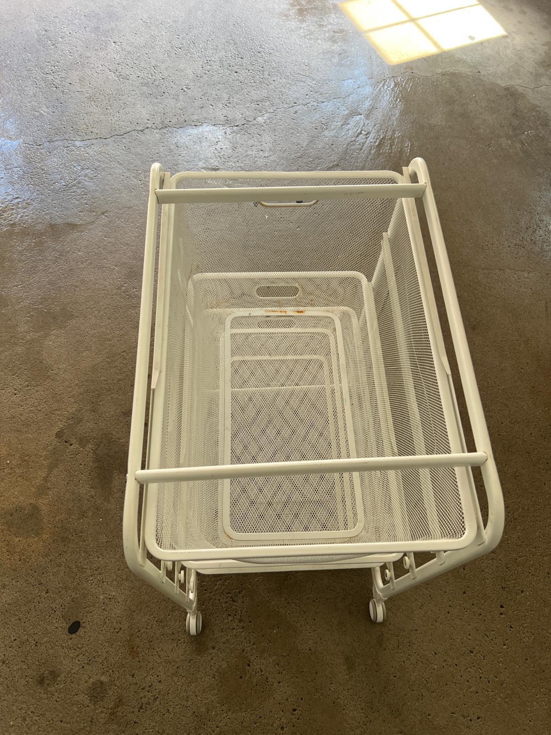 White Rolling Cart with Baskets